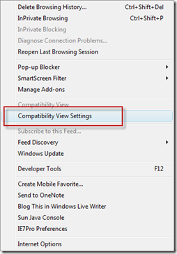 IE8: Compatibility View