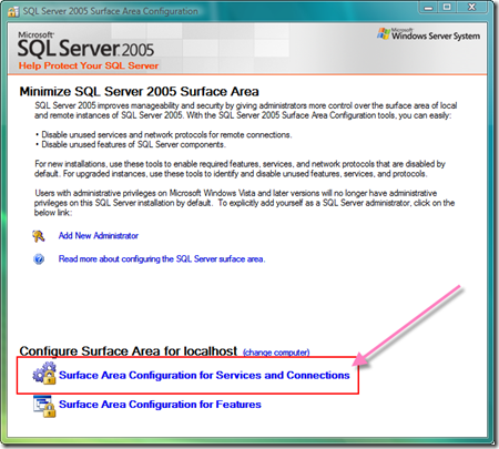 SQL Server Surface Area Configuration
