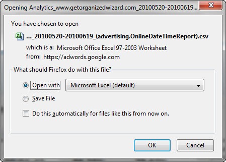 Download and opent the Excel export
