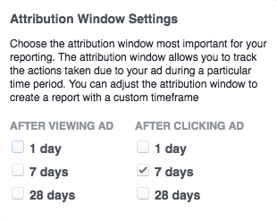 Facebook attribution to 7 days