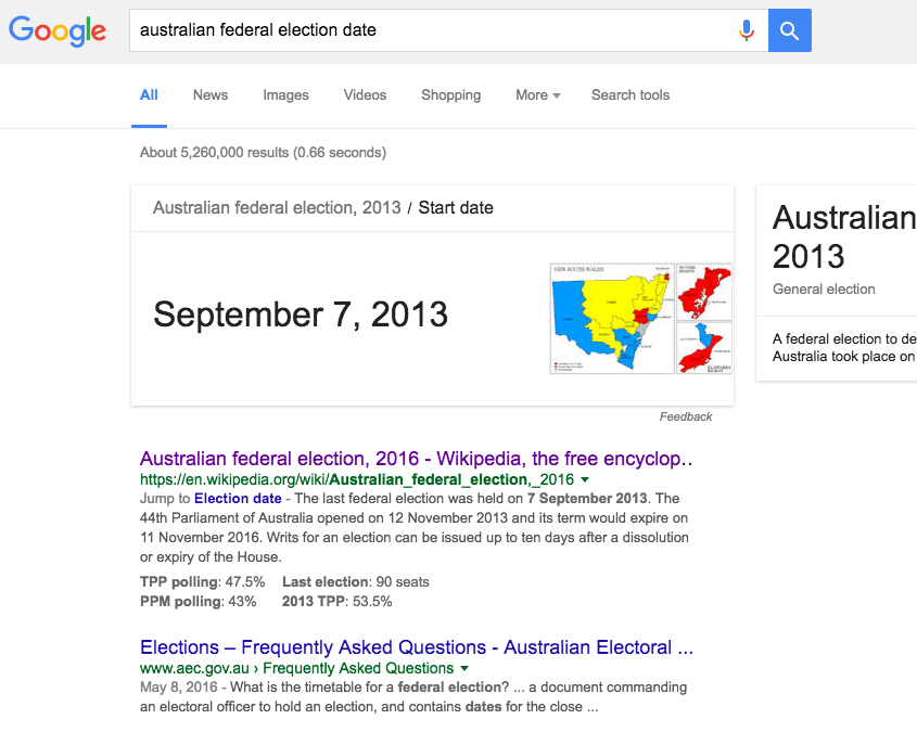 Google election date results